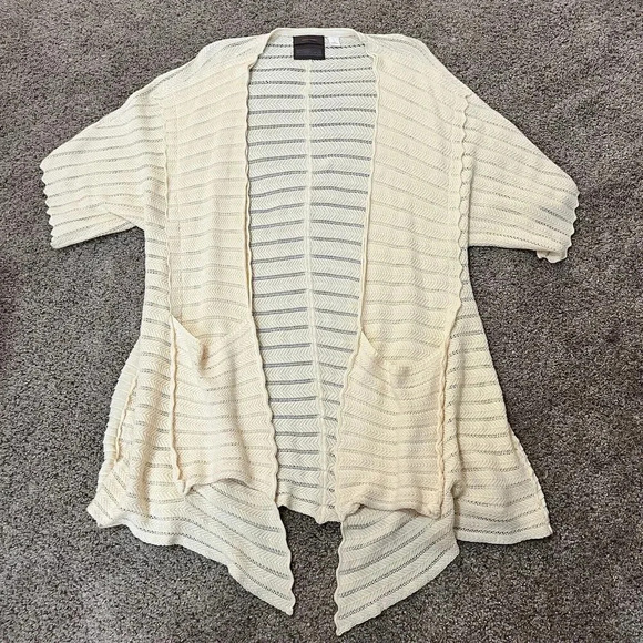 Anthropologie Guinevere Womens Open Cardigan Cashmere Organic Autumn Cream Sz M - Picture 12 of 12